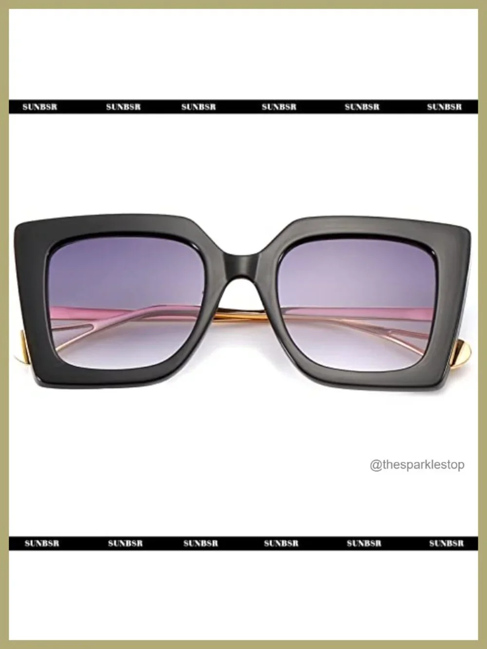 Oversized Square Cat Eye Sunglasses for Women UV400 Protection with Metal
